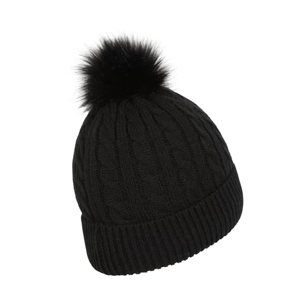 Mountain Warehouse Dam Beanie med Pompom och Fuskpälsfoder för Kvinnor Black One Size