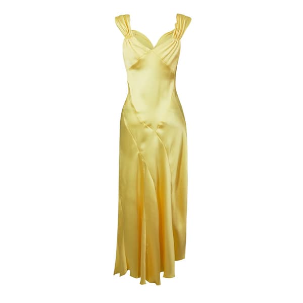 Never Fully Dressed Dam/Dam Satin Maxiklänning 12 UK Citron Lemon 12 UK