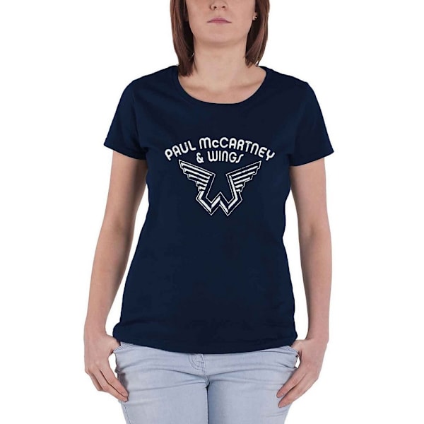 Paul McCartney Dam/Kvinnors Wings Logo T-Shirt XXL Marinblå Navy Blue XXL