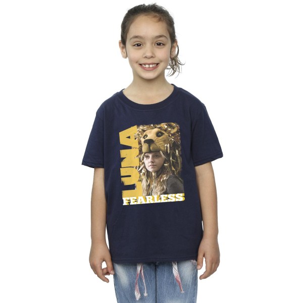 Harry Potter T-shirt för flickor Luna Fearless i bomull, 5-6 år, marinblå Navy Blue 5-6 Years