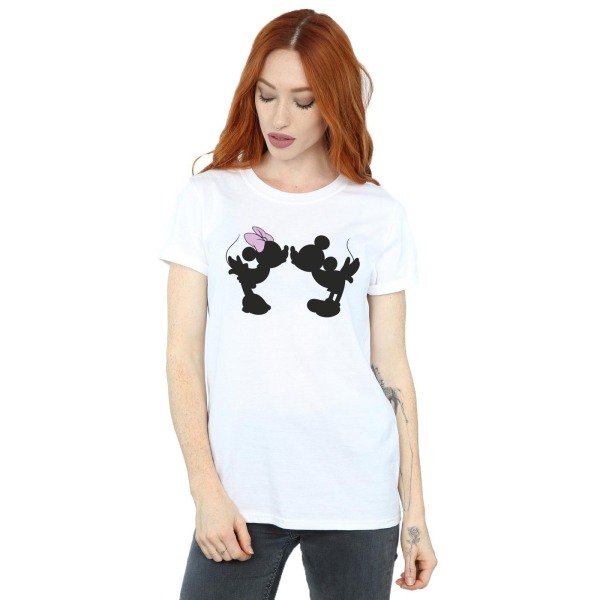 Disney Dam/Dam Mickey Minnie Kiss Silhouette Cotton Boyfr White 4XL