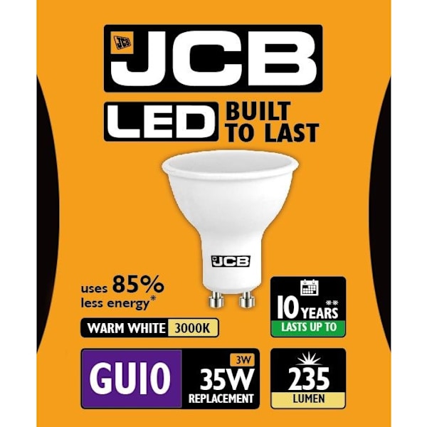 JCB LED GU10 3w Ljuskälla Cap 235lm 3000k Varm Vit En Storlek White One Size