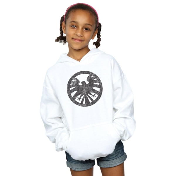 Marvel Girls Agents Of SHIELD Distressed Logo Hoodie 5-6 år White 5-6 Years