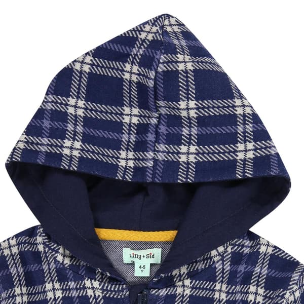 Lilly & Sid Barn/Barn Rutig Hoodie 4-5 År Marinblå Navy 4-5 Years