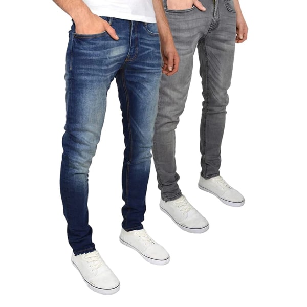 Duck and Cover Tranfold Slim Jeans för män (förpackning med 2) 36R Grey/St Grey/Stone Wash 36R