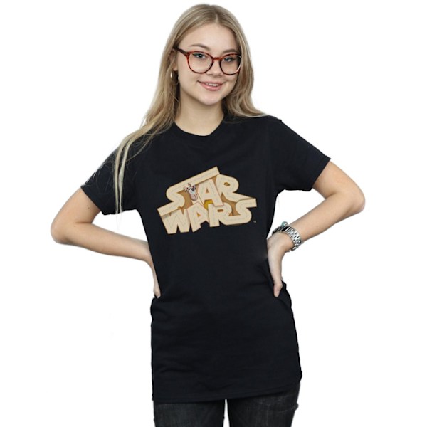 Star Wars Dam/Damer Tatooine Jumble Logo Bomull Boyfriend T-shirt Black 4XL