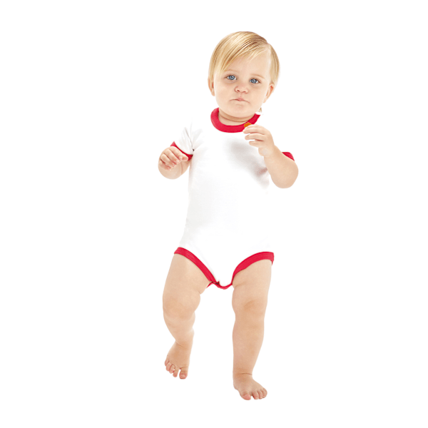 Babybugz Baby Ringer Bodysuit 3-6 månader Vit/Röd White/Red 3-6 Months