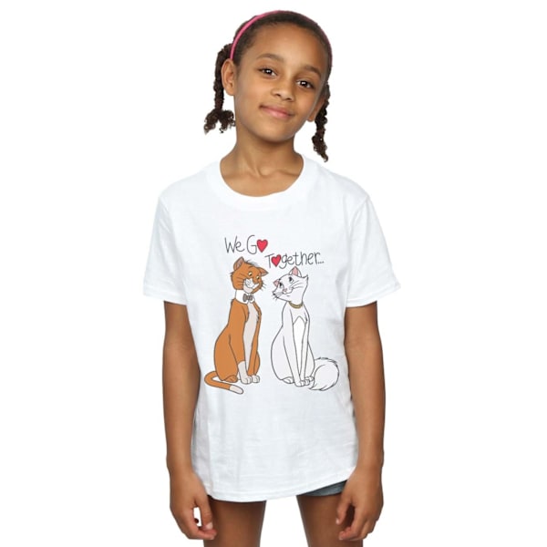 Disney Girls The Aristocats We Go Together Bomull T-shirt 7-8 år White 7-8 Years