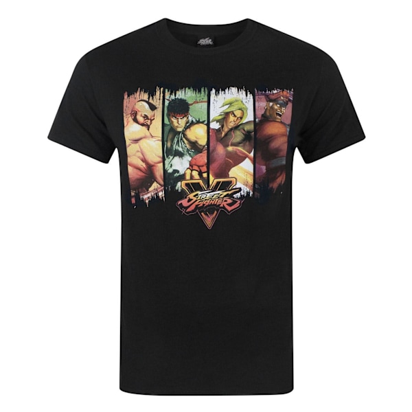 Street Fighter Officiell Herr T-shirt med karaktärspaneler S Svart Black S