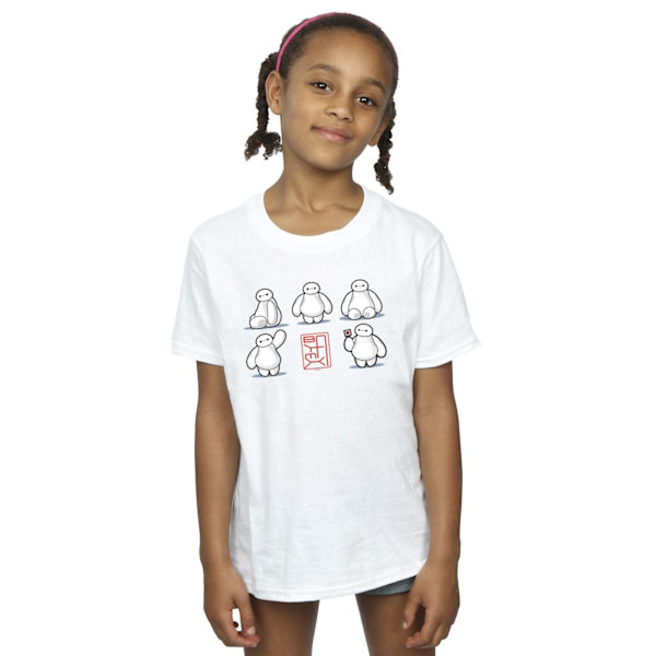 Disney Girls Big Hero 6 Baymax Många Poser Bomull T-shirt 3-4 År White 3-4 Years