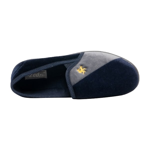 Zedzzz herr Aaron Twin Gusset Velourtofflor 10 UK marinblå/grå Navy Blue/Grey 10 UK