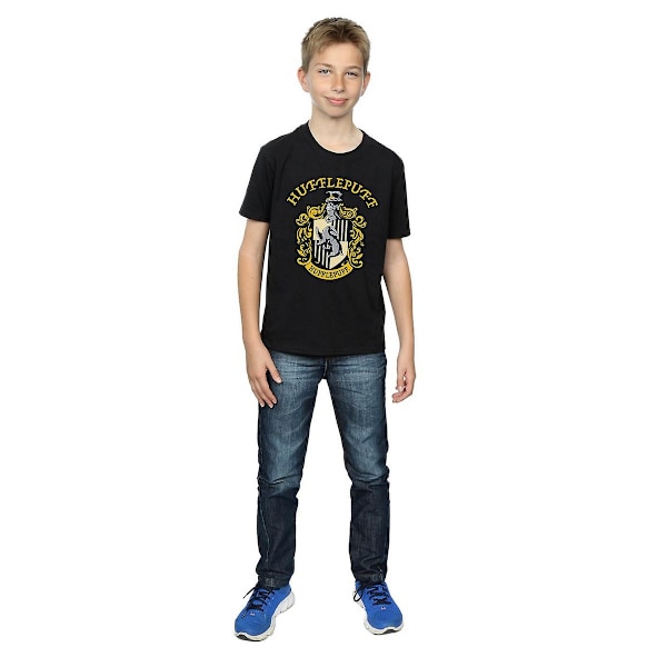 Harry Potter Pojkar Hufflepuff Bomull T-shirt 7-8 År Svart Black 7-8 Years