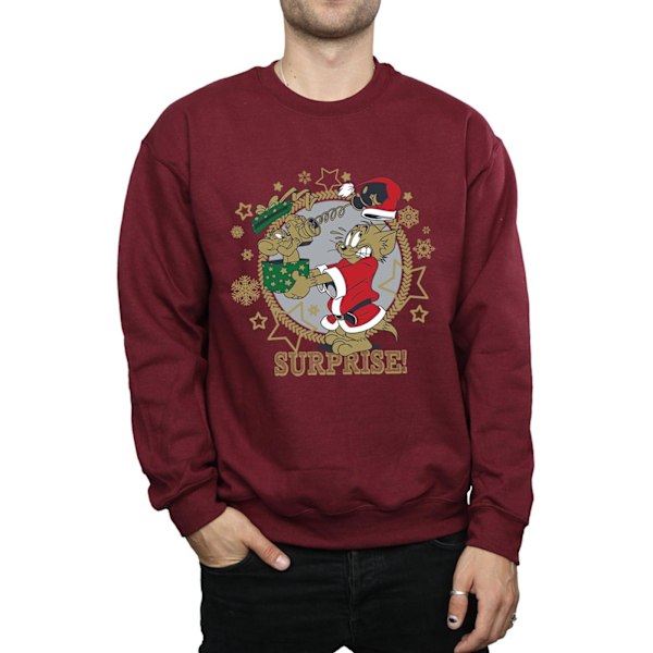 Tom And Jerry Jultröja Överraskning Herr XL Bordeaux Burgundy XL