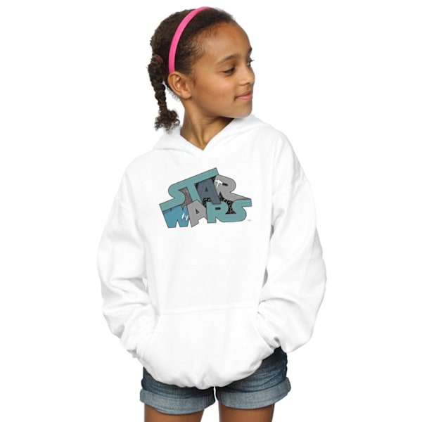 Star Wars Girls Death Star Jumble Logo Hoodie 12-13 år Vit White 12-13 Years