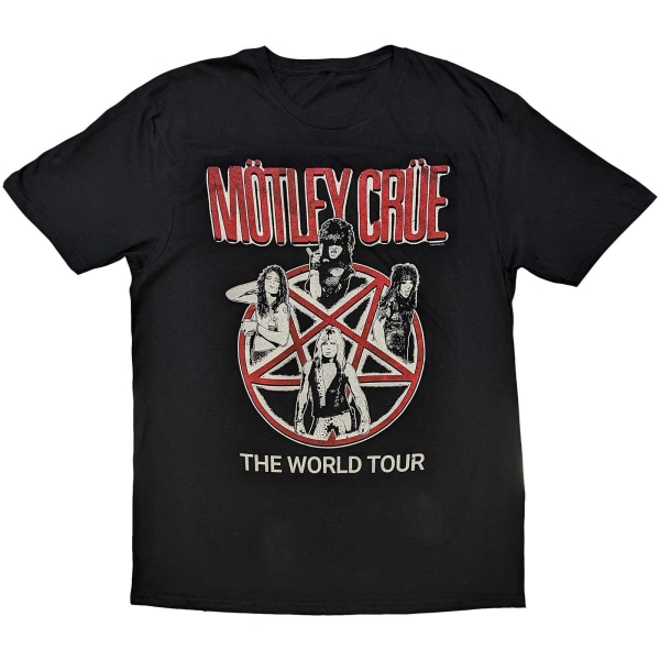 Motley Crue Unisex Adult World Tour Vintage T-shirt i bomull XXL Black XXL
