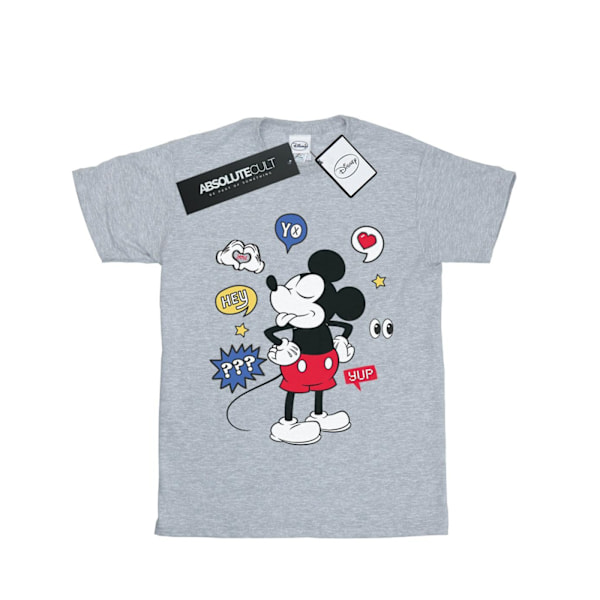 Disney Dam/Damer Mickey Mouse T-shirt med tunga ut i bomull Sports Grey M