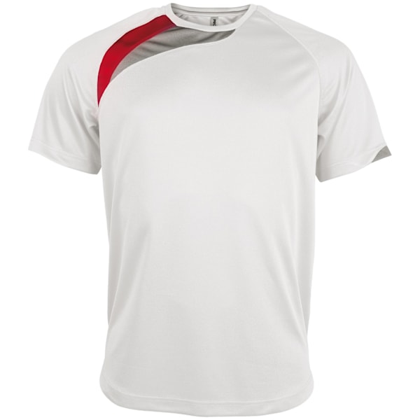 Kariban Proact herr kortärmad rundhalsad sport T-shirt XL vit White/ Red/ Storm Grey XL