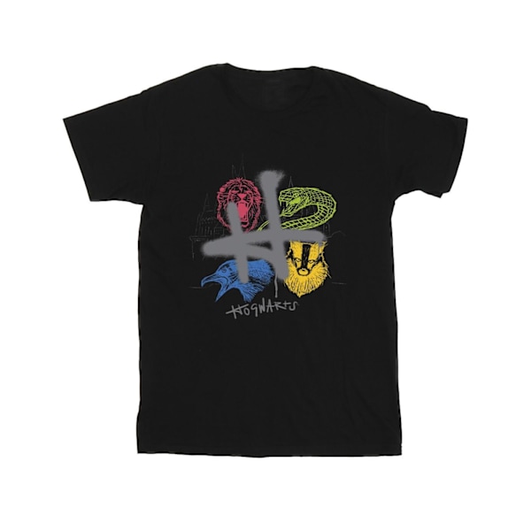 Harry Potter Girls Emblems H Spray Bomull T-shirt 7-8 år Svart Black 7-8 Years