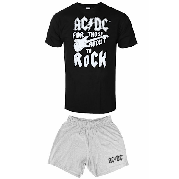 AC/DC Unisex Vuxen För Dem Som Ska Rocka Gitarr Kort Pyjamas Black/Grey XL