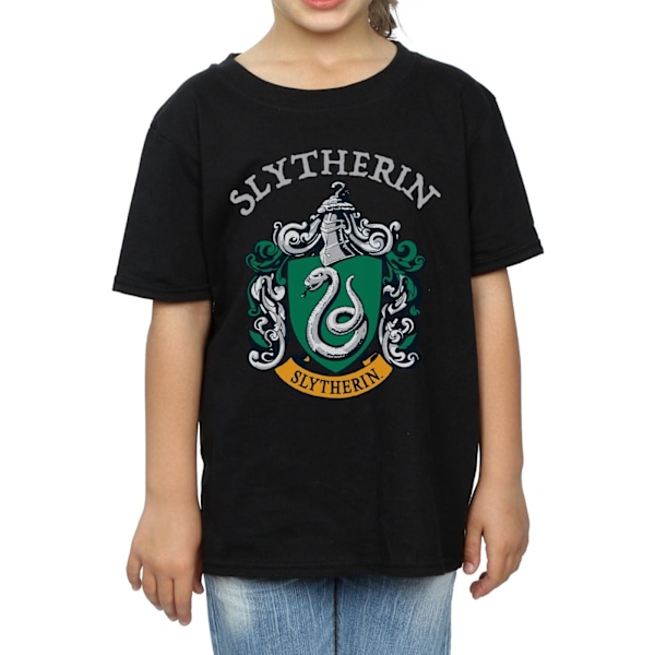 Harry Potter T-shirt i bomull med Slytherin-vapen, flickor, 12-13 år, B Black 12-13 Years