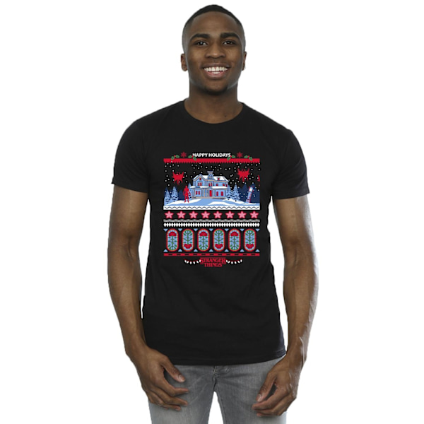 Netflix Stranger Things Fair Isle T-shirt L Svart Black L