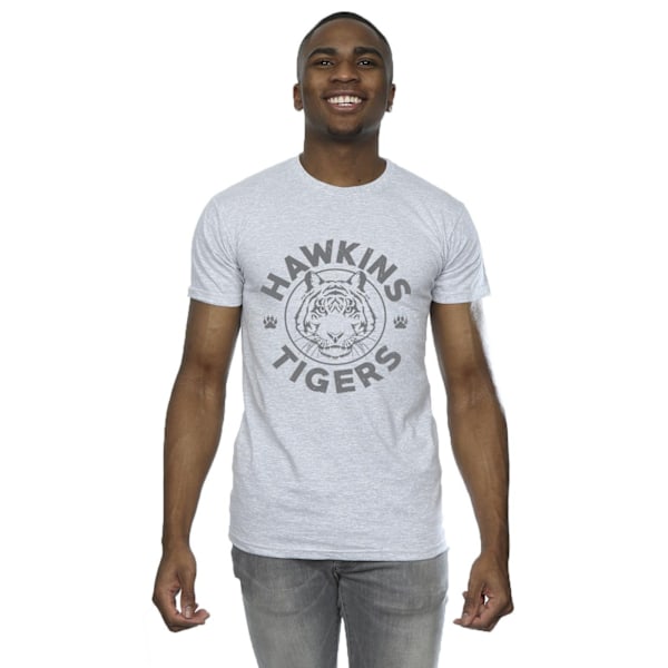 Netflix Stranger Things Hawkins Grå Tiger T-shirt 3XL Spo Sports Grey 3XL