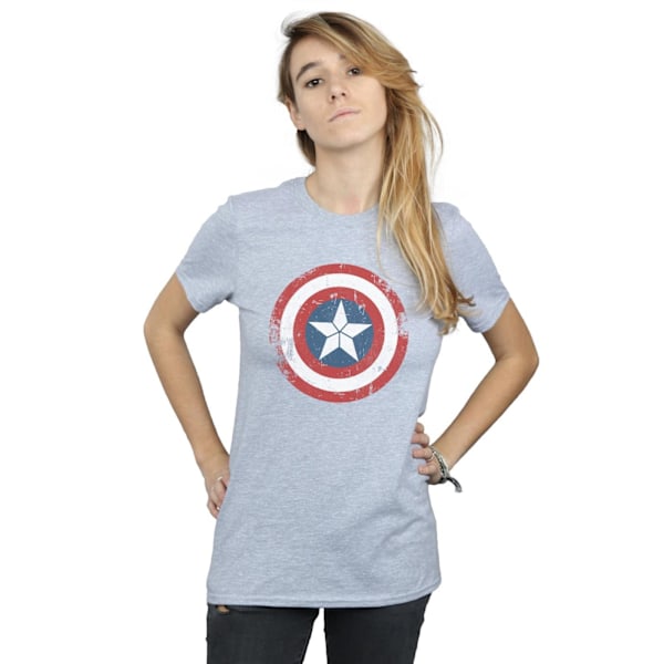 Marvel Womens/Ladies Captain America Civil War Distressed Shield Sports Grey L