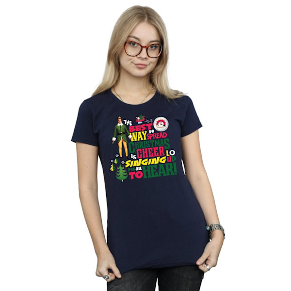 Elf Dam/Damer Julglädje Bomull T-shirt S Marinblå Navy Blue S