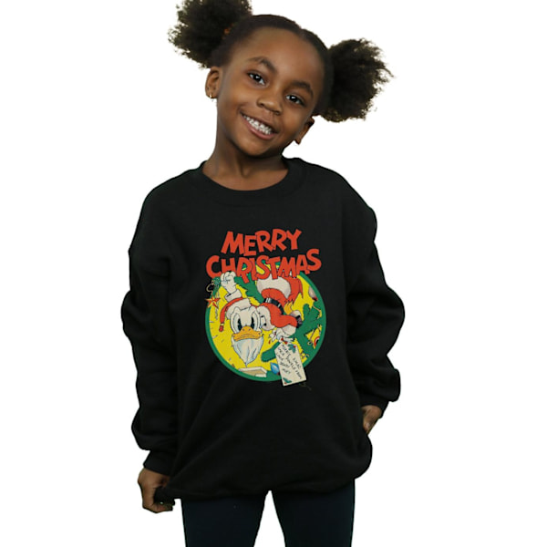 Disney Girls Donald Duck Merry Christmas Sweatshirt 7-8 år B Black 7-8 Years