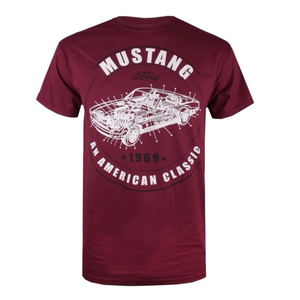 Ford Herr Mustang bomull T-shirt M Rödbrun Maroon M