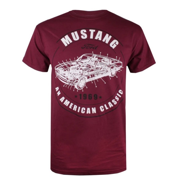 Ford Herr Mustang bomull T-shirt XL Rödbrun Maroon XL