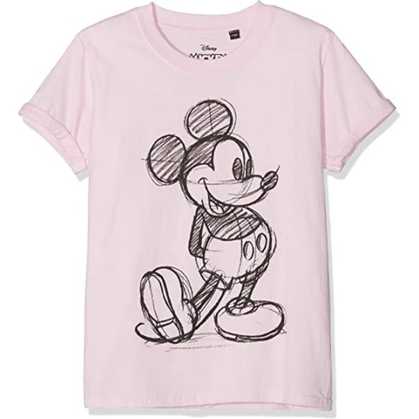 Disney Girls Mickey Mouse Sketch T-Shirt 7-8 år Ljusrosa Light Pink 7-8 Years