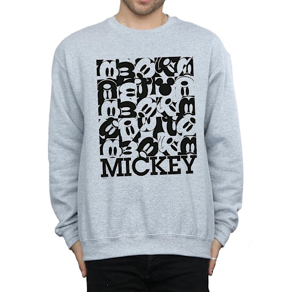 Disney Herr Mickey Mouse Grid Sweatshirt XXL Sports Grey Sports Grey XXL
