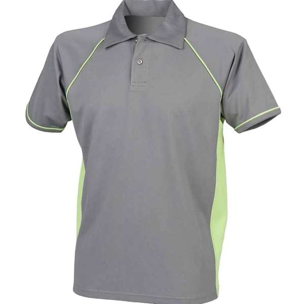 Finden And Hales Herr Performance Pikétröja med Kant M Grå/Lime Grey/Lime Green M