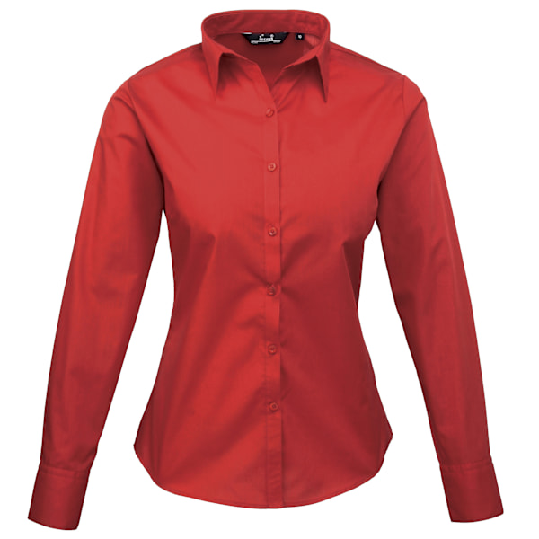 Premier Dam/Kvinnor Poplin Långärmad Blus 10 Röd Red 10