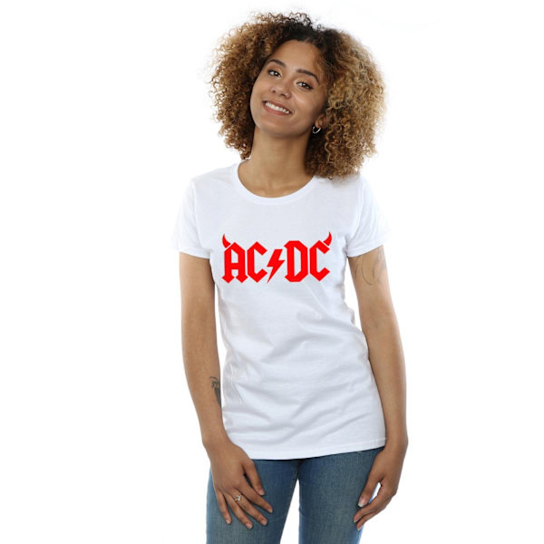 AC/DC Dam/Kvinnor Horns Logo Bomull T-shirt XL Vit White XL