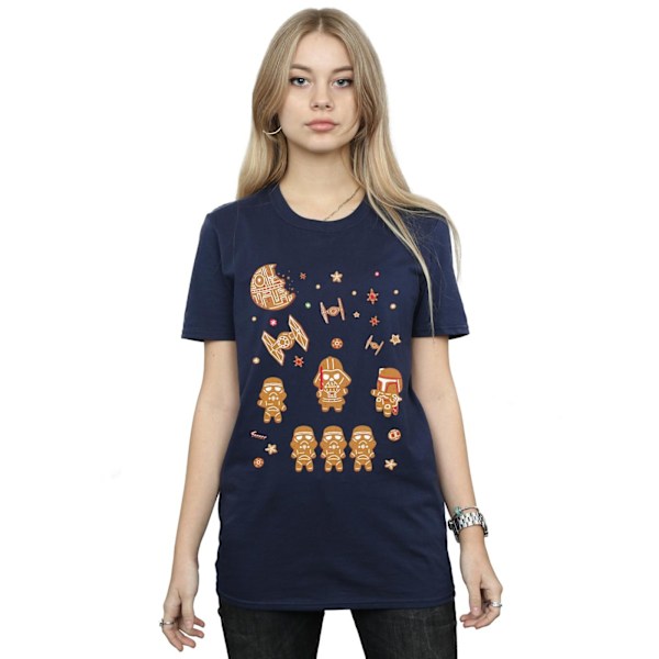 Star Wars Dam/Damer Gingerbread Empire Bomull Boyfriend T-Shirt XXL Marinblå Navy Blue XXL
