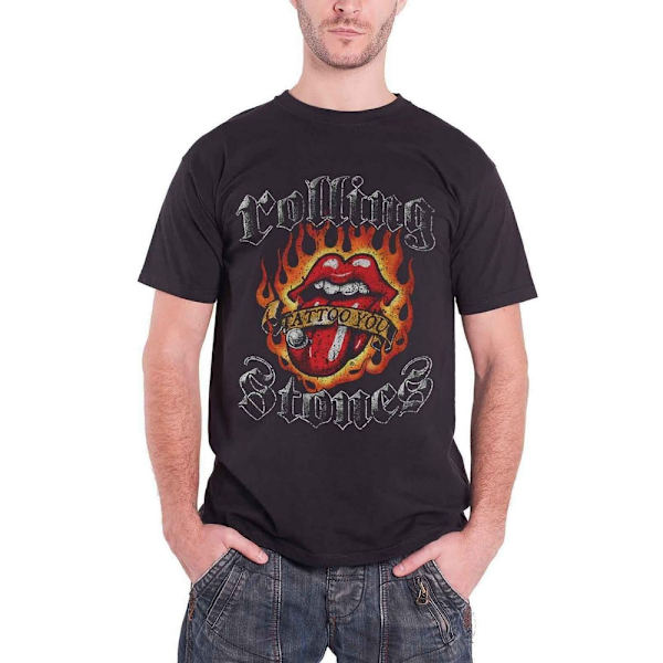 The Rolling Stones Unisex Adult Flames Logo T-Shirt M Svart Black M