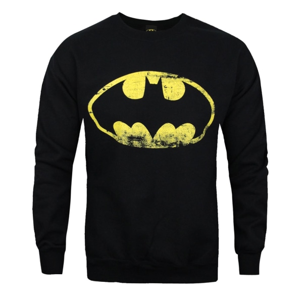Batman Män Distressed Logo Sweatshirt XXL Svart Black XXL