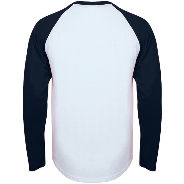 Skinni Fit Långärmad baseball T-shirt för män XL Vit/Oxford N White/Oxford Navy XL