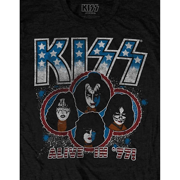 Kiss Unisex Adult Alive In ´77 Bomull T-shirt L Svart Black L