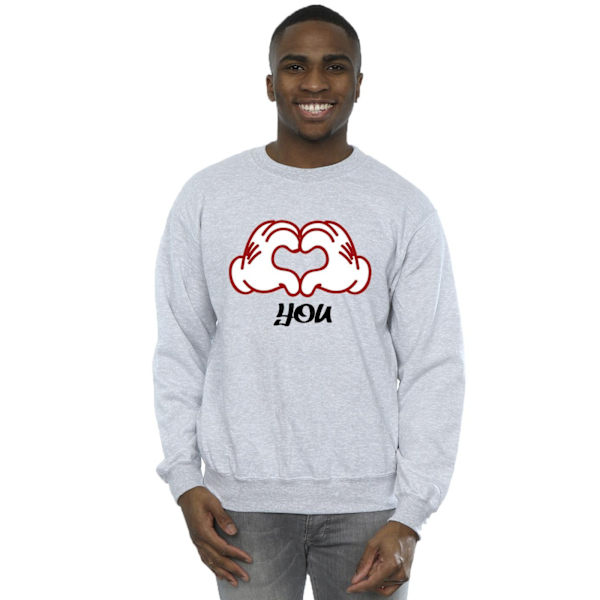 Disney Mens Mickey Mouse Love You Hands Sweatshirt L Sports Gre Sports Grey L