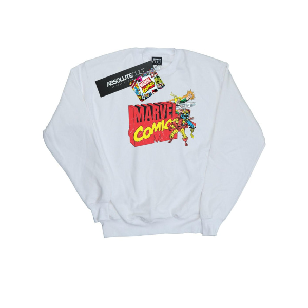 Marvel Comics Girls Vintage Logo Blast Sweatshirt 5-6 år Whi White 5-6 Years