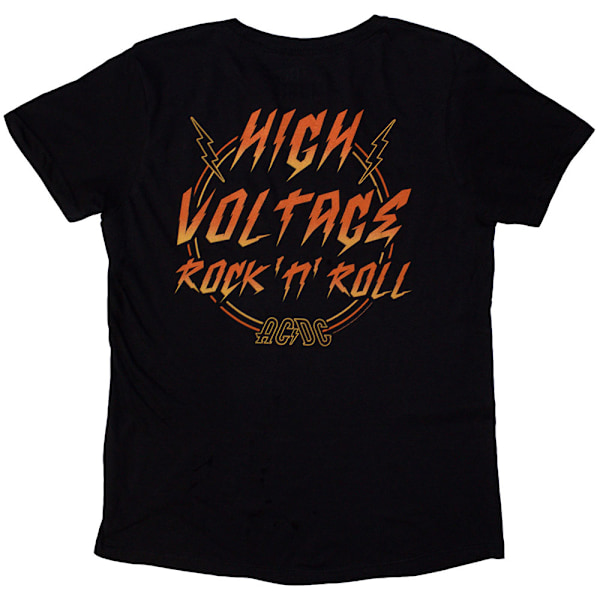 AC/DC Dam/Kvinna High Voltage Rock N Roll T-shirt med tryck på ryggen Black XL