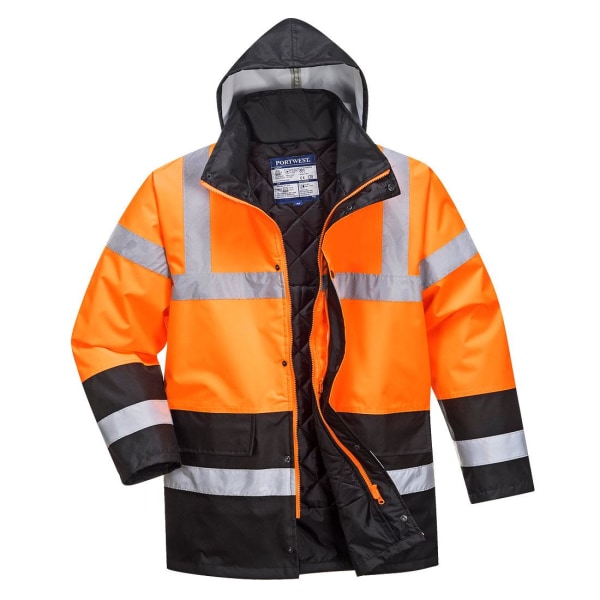 Portwest Mens Contrast Hi-Vis Safety Traffic Jacket M Orange/Bl Orange/Black M