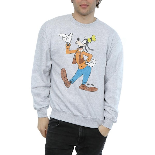 Disney Classic Goofy Sweatshirt S Sports Grey för män Sports Grey S