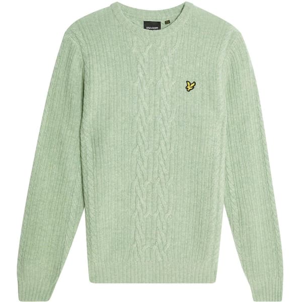 Lyle & Scott Herrtröja med broderad logotyp, rund hals, L Mint Marl Mint Marl L