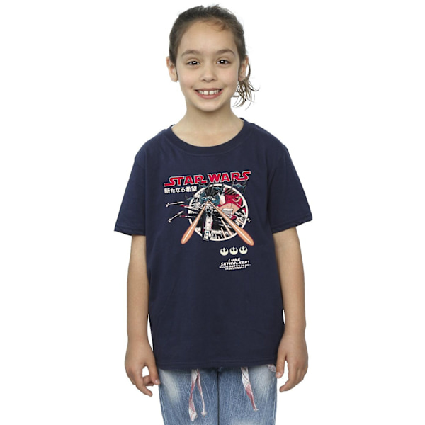 Star Wars Girls Classic Luke Manga Bomull T-shirt 7-8 år Marinblå Navy Blue 7-8 Years