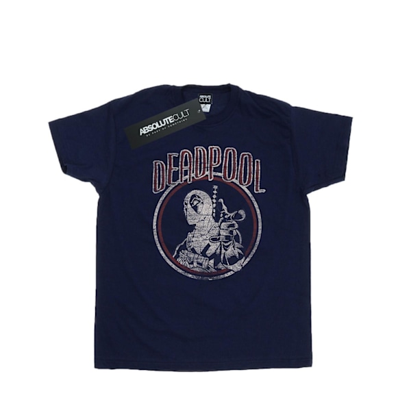 Marvel Womens/Ladies Deadpool Vintage Circle Bomull Boyfriend T Navy Blue XL