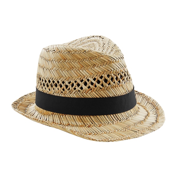 Beechfield Unisex Straw Summer Trilby Hat SM Natural Natural SM